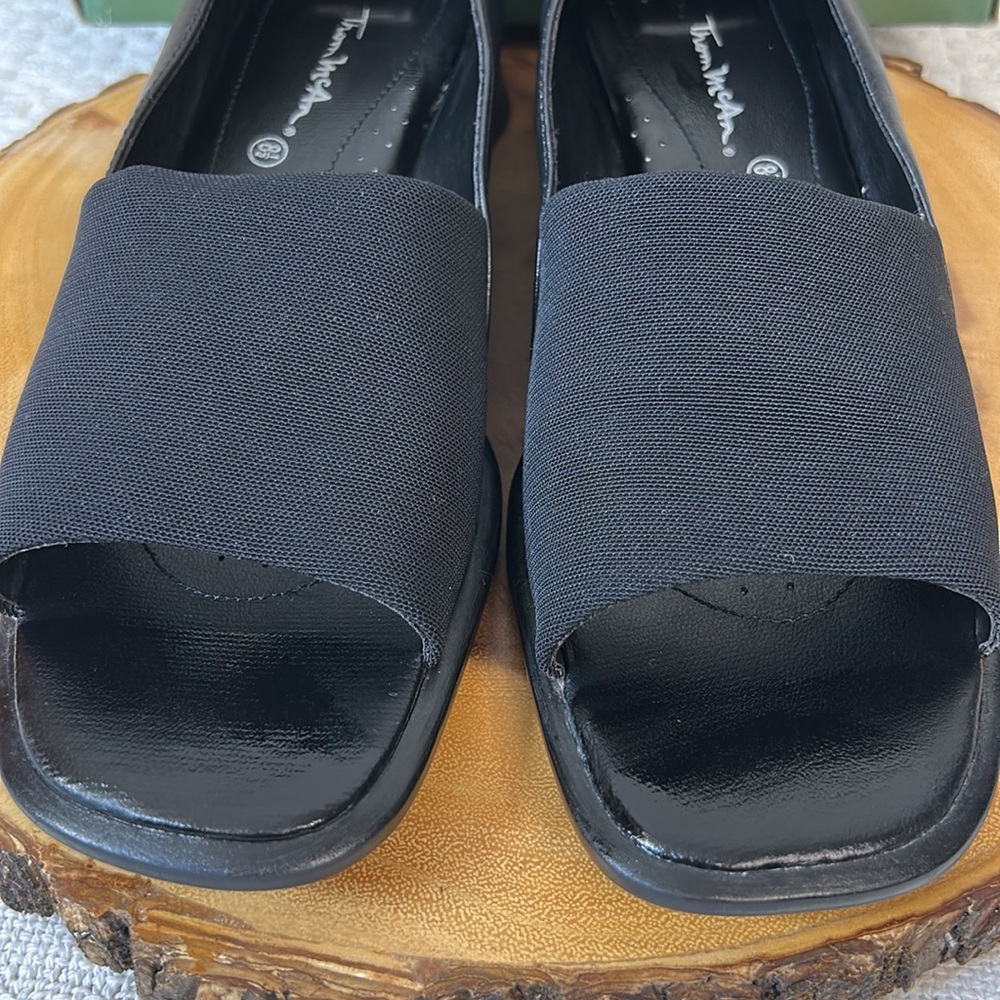 Thom McAn Black Open Toe Women's Heeled Sandals Size 8.5 with box - Picture 3 of 8